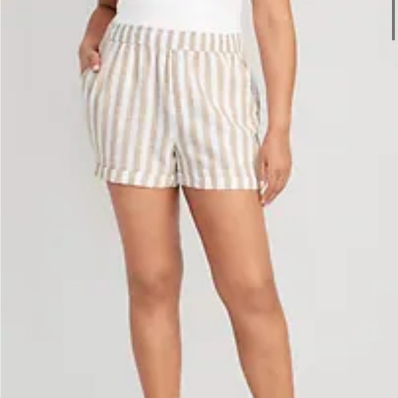 NWT OLD NAVY Matching High-Waisted Striped Linen-Blend Shorts -- 3.5-inch ins - Picture 2 of 5